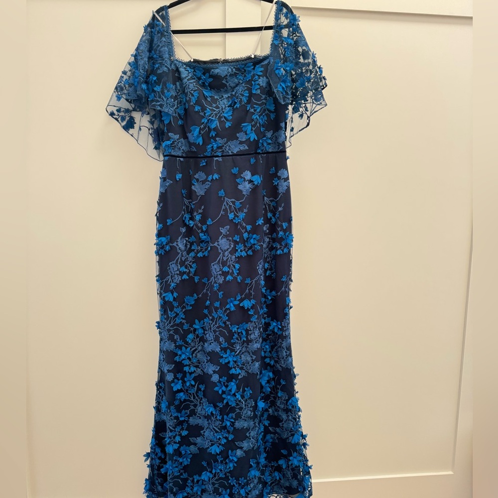 Marchesa Notte Off the shoulder 3d Flowers Gown